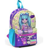 Coral High 23535 Minik Yuva Sırt Çantası Mor Pembe Anime Kız Desenli İki Bölmeli Okul Çantası