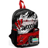 Coral High 23547 Minik Yuva Siyah Kırmızı Anime Araba Desenli Iki Bölmeli Sırt Çantası