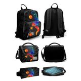 Coral High 23643 Gri Basketbol Desenli Dört Bölmeli Okul Sırt Çantası + Beslenme Çantası + Kalem Çantası