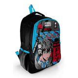 Coral High 23666 Kids Siyah Mavi Anime Desenli Üç Bölmeli Okul Sırt Çantası