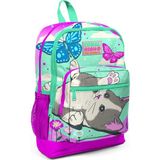 Coral High 23707 Dört Bölmeli Su Yeşili Pembe Kedi Desenli İlkokul Okul Çantası