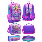 Coral High 23749 Kids Pembe Mor Milkshake Dondurma Desenli Okul Sırt Çantası + Beslenme Çantası + Kalem Çantası