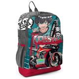 Coral High 23764 Kids Gri Nefti Anime Motorsiklet Desenli Okul Sırt Çantası