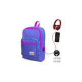 Coral High 23803 Kids Lavanta Dört Bölmeli USB Şarjlı Kulaklık Çıkışlı Okul Sırt Çantası