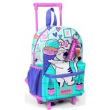 Coral High 24051 Turkuaz Pembe Dondurmalı Kedi Desenli İki Bölmeli Minik Yuva Çekçekli Sırt Çantası