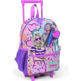 Coral High 24055 Pembe Mor Fashion Girl Desenli İki Bölmeli Minik Yuva Çekçekli Sırt Çantası
