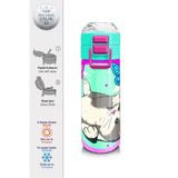 Coral High 500 ml 31796 Kids Su Yeşili Pembe Kedi Desenli Pipetli Çelik Termos