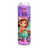 Coral High 500 ml 31797 Kids Mor Pembe Bisikletli Kız Desenli Pipetli Çelik Termos
