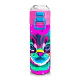 Coral High 500 ml 31800 Kids Mor Pembe Kedi Desenli Pipetli Çelik Termos