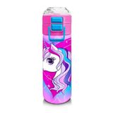 Coral High 500 ml 31807 Kids Mor Pembe Unicorn Desenli Pipetli Çelik Termos