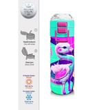 Coral High 500 ml 31811 Kids Pembe Su Yeşili Flamingo Desenli Pipetli Çelik Termos