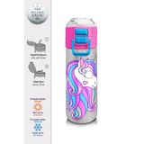 Coral High 500 ml 31821 Kids Pembe Gümüş Unicorn Desenli Pipetli Çelik Termos