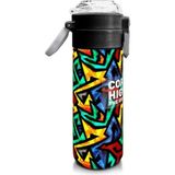 Coral High 500 ml 31847 Kids Siyah Grafiti Desenli Pipetli Çelik Termos