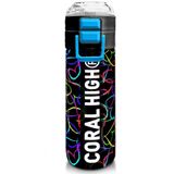Coral High 500 ml 31870 Kids Çok Renkli Kalp Desenli Pipetli ve Direkt İçim Çelik Termos