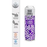 Coral High 500 ml 31883 Kids Mor Beyaz Geometrik Desenli Pipetli Çelik Termos