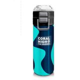 Coral High 500 ml 31886 Kids Lacivert Turkuaz Desenli Pipetli Çelik Termos