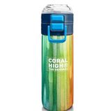 Coral High 500 ml 31890 Kids Lacivert Renkli Çizgili Desenli Pipetli Çelik Termos