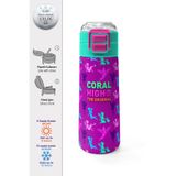 Coral High 500 ml 31900 Kids Pembe Su Yeşili Peri Desenli Pipetli Çelik Termos