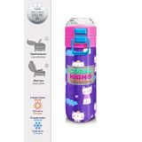 Coral High 500 ml 31911 Kids Mor Pembe Kedi Desenli Pipetli Çelik Termos