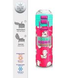 Coral High 500 ml 31914 Kids Neon Mercan Suyeşili Alpaka Desenli Pipetli Çelik Termos