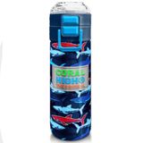 Coral High 500 ml 31930 Kids Lacivert Kırmızı Köpek Balığı Desenli Pipetli Çelik Termos