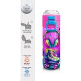 Coral High 500 ml 31955 Kids Pembe Turkuaz Kulaklık Paten Desenli Pipetli Çelik Termos