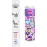 Coral High 500 ml 31956 Kids Pembe Mor Fashion Girl Desenli Pipetli Çelik Termos