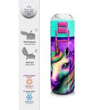 Coral High 500 ml 31959 Kids Pembe Su Yeşili Unicorn Desenli Pipetli Çelik Termos