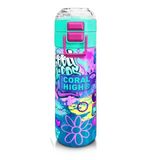 Coral High 500 ml 31971 Kids Lavanta Su Yeşili Grafiti Desenli Pipetli Çelik Termos
