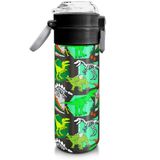 Coral High 500 ml 31976 Kids Gri Yeşil Dinozor Desenli Pipetli Çelik Termos