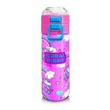 Coral High 500 ml 31978 Kids Mor Açık Pembe Unicorn Desenli Pipetli Çelik Termos