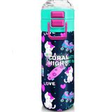 Coral High 500 ml 31983 Kids Lacivert Pembe Kedili Paten Desenli Pipetli Çelik Termos