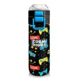 Coral High 500 ml 31984 Kids Siyah Mavi Gamer Desenli Pipetli Çelik Termos