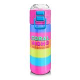 Coral High 500 ml 31986 Kids Renkli Çizgili Pipetli Paslanmaz Çelik Termos