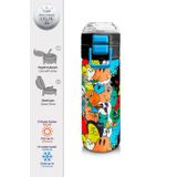 Coral High 500 ml 31990 Kids Siyah Karikatür Çizgili Desenli Pipetli Çelik Termos