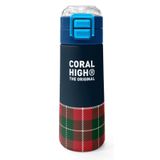 Coral High 500 ml Kız Çocuk Lacivert Kırmızı Ekosa Desenli Çelik Termos Matara - Okul Suluğu