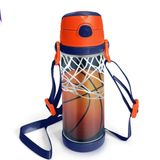 Coral High 500 ml Lacivert Turuncu Basketbol Desenli Pipetli Çelik Termos