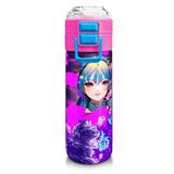 Coral High 500 Ml Pipetli Ve Direkt İçim Çelik Termos/Matara - Kız Çocuk - Coral High Kidsmor Pembe Anime Kedi Desenli