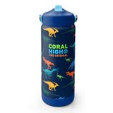 Coral High 650 ml Erkek Çocuk Lacivert Mavi Dinazor Baskılı Çelik Suluk/Matara (Pipetli) 38386