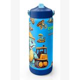 Coral High 650 ml Erkek Çocuk Mavi Dinazor ve İş Makineleri Baskılı Çelik Suluk/Matara (Pipetli) 38396