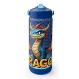 Coral High 650 ml Erkek Çocuk Mavi Sarı Dragon Desenli Çelik Suluk/Matara (Pipetli) 38313