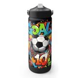 Coral High 650 ml Erkek Çocuk Siyah Yeşil Goal Baskılı Çelik Suluk/Matara (Pipetli) 38335