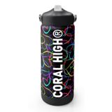 Coral High 650 ml Kız Çocuk Kalp Baskılı Siyah Pembe Çelik Suluk/Matara (Pipetli) 38382