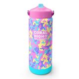Coral High 650 ml Kız Çocuk Pembe Sarı Kamuflaj Çelik Suluk/Matara (Pipetli) 38301