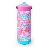 Coral High 650 ml Kız Çocuk Pembe Su Yeşili Harf Baskılı Çelik Suluk/Matara (Pipetli) 38323