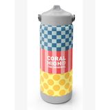 Coral High 650 ml Kız Çocuk Sarı Pembe Yeşil Puantiyeli Çelik Suluk/Matara (Pipetli) 38304