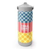 Coral High 650 ml Kız Çocuk Sarı Pembe Yeşil Puantiyeli Çelik Suluk/Matara (Pipetli) 38304
