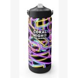 Coral High 650 ml Kız Çocuk Siyah Çok Renkli Neon Desenli Çelik Suluk/Matara (Pipetli) 38330