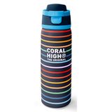 Coral High 800 ml Erkek Çocuk Çok Renkli Çizgi Desenli Pipetli ve Direkt İçim Çelik Termos/Matara - 38509