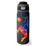 Coral High 800 ml Erkek Çocuk Gri Turuncu Basketbol Desenli Pipetli ve Direkt İçim Çelik Termos/Matara - 38532